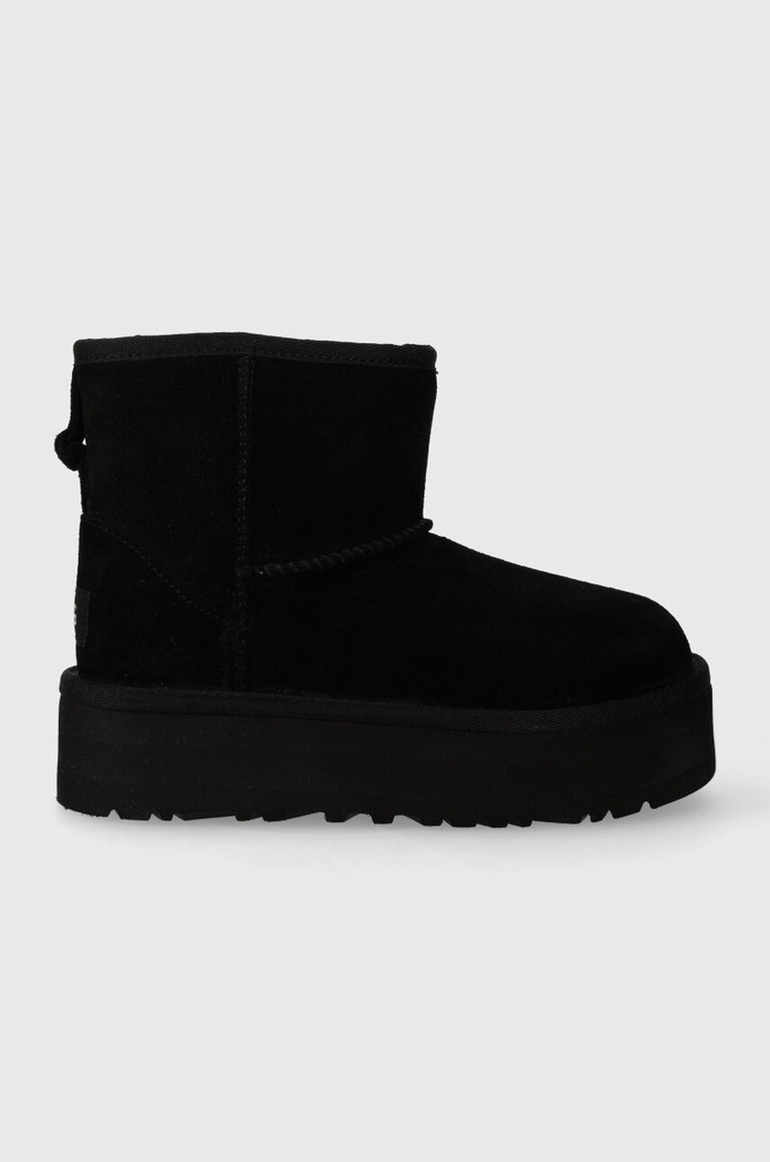 UGG śniegowce zamszowe dziecięce CLASSIC MINI PLATFORM brak zapięcia czarny 1143700K