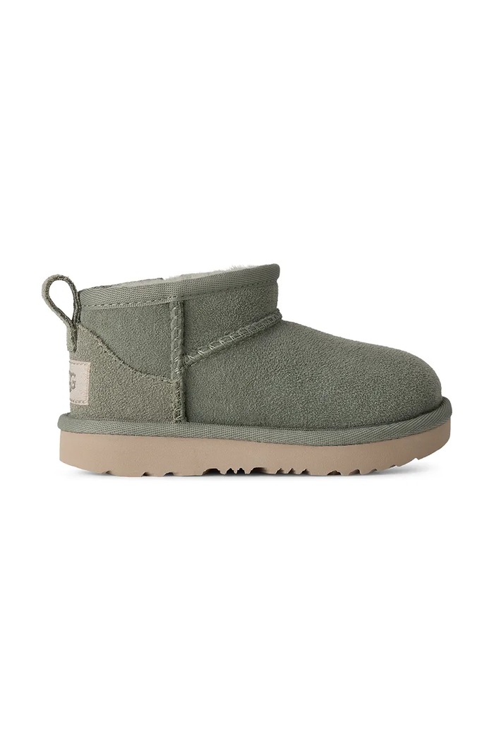 UGG Sniegowce dziecięce zamszowe CLASSIC ULTRA MINI zielony 1130750T