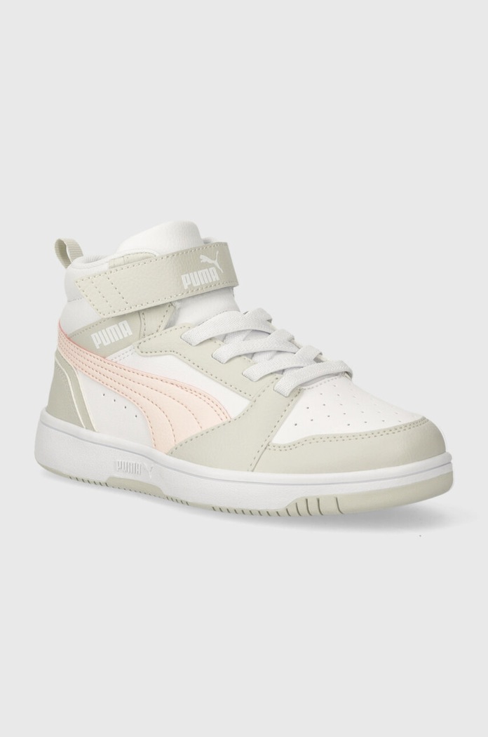 Dječje tenisice Puma Rebound V6 Mid AC+ PS imitacija zrnate kože siva 393832