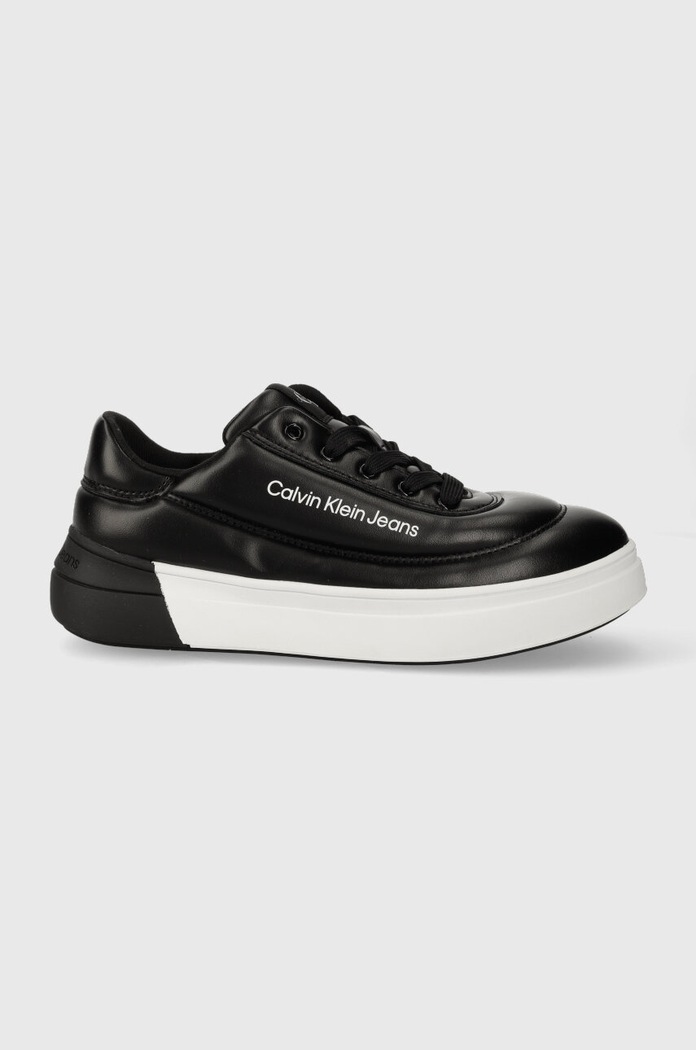 Calvin Klein Jeans sneakersy dziecięce imitacja skóry licowej czarny V3A9.80664.35.39