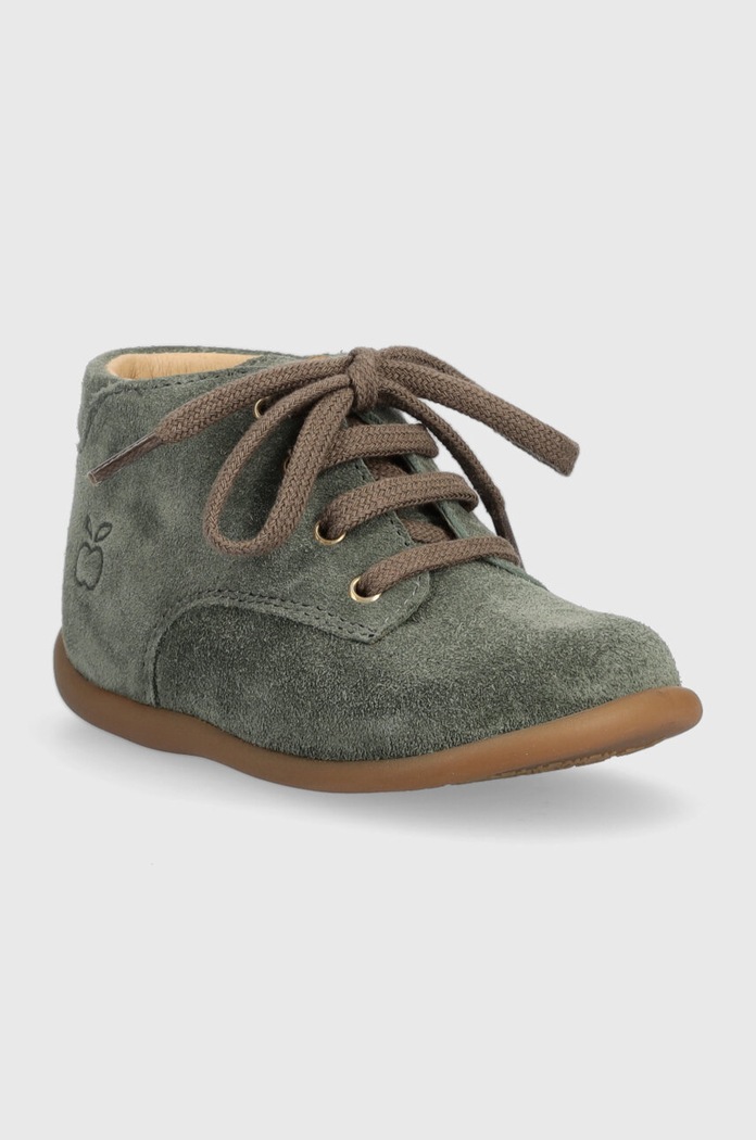 Pom D'api pantofi din piele intoarsa pentru copii P1AGDO0403.19.23 verde AW23