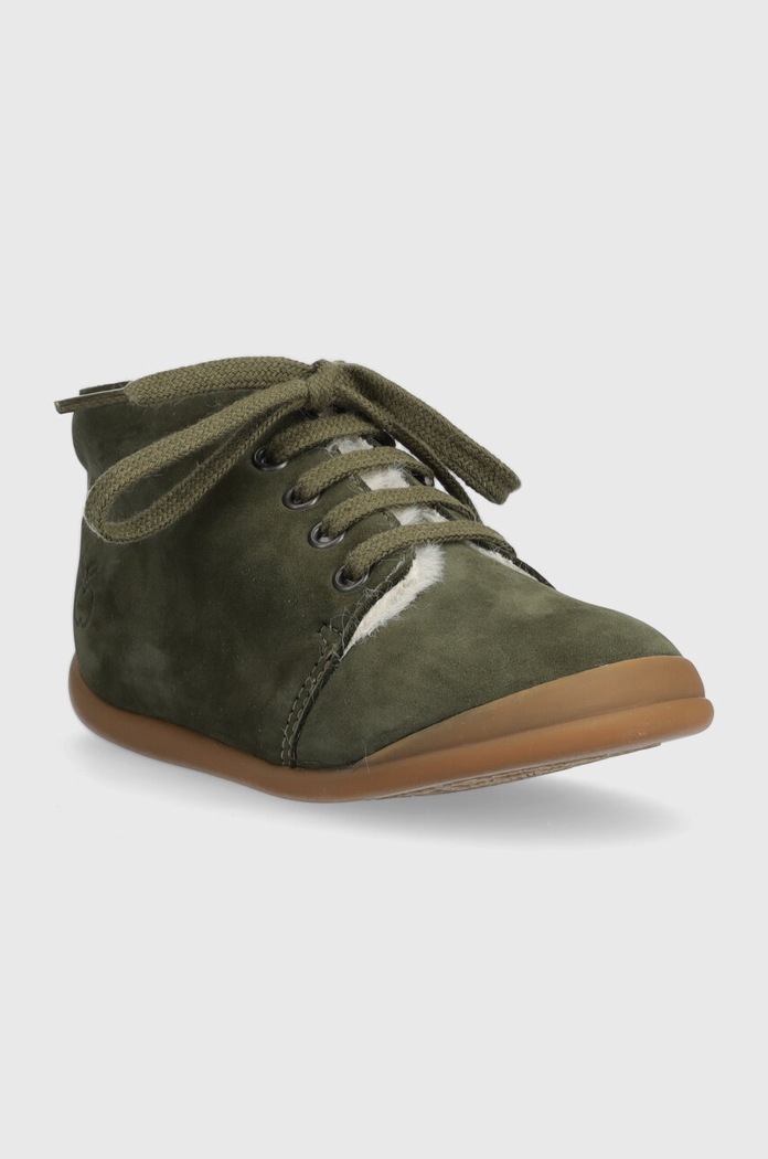 Detské zimné semišové topánky Pom D'api FLEX-UP BOTTINE FUR P1BBCG0403.24.25 zelená AW23