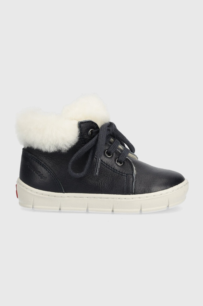 Pom D'api ghete de iarna pentru copii din piele START TOP FUR cu snur bleumarin P1CCAP04R2.21.23