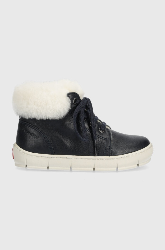 Pom D'api ghete de iarna pentru copii din piele START TOP FUR cu snur bleumarin P1CCAP04R2.24.27