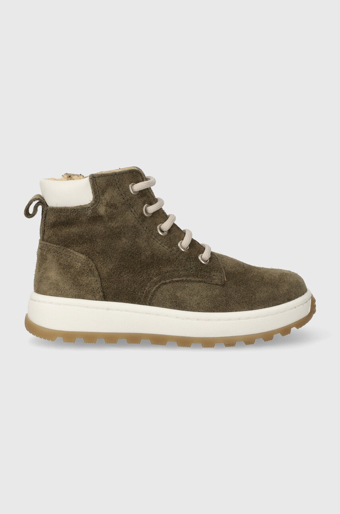 Dječje polucipele od brušene kože Pom D'api FLOW BOOTS zelena P1QPEI0401.28.30