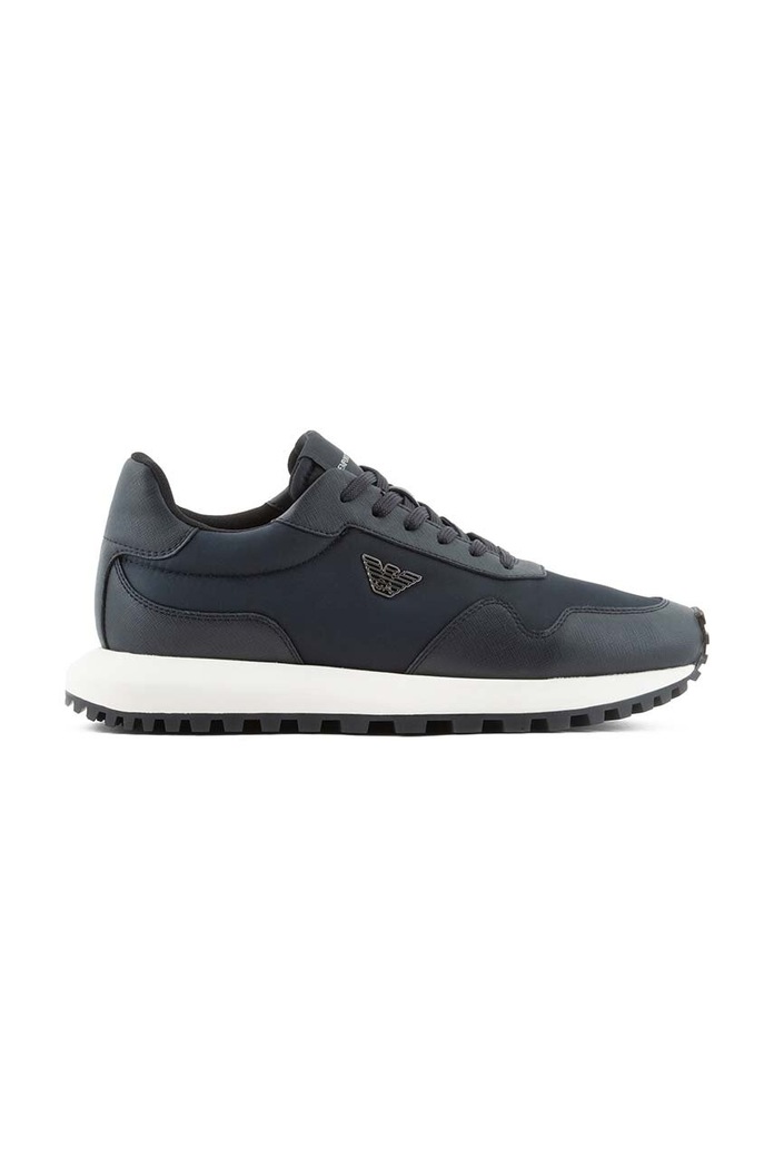Tenisky Emporio Armani usňová koža tmavomodrá X4X630.XN877.N151