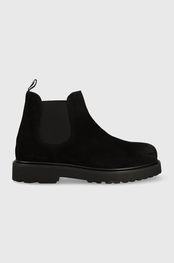 Tommy Jeans botine din piele intoarsa TJM CHELSEA HIGH BOOT casual negru EM0EM01205