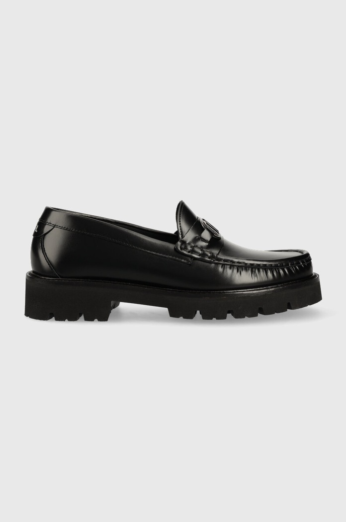 Karl Lagerfeld mokasyny skórzane MOKASSINO LUG KL eleganckie czarny KL13521.000