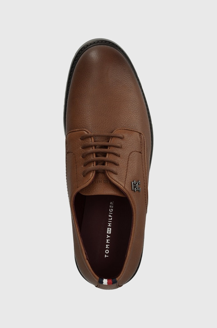 Tommy Hilfiger półbuty skórzane COMFORT CLEATED THERMO LTH SHOE brązowy FM0FM04647