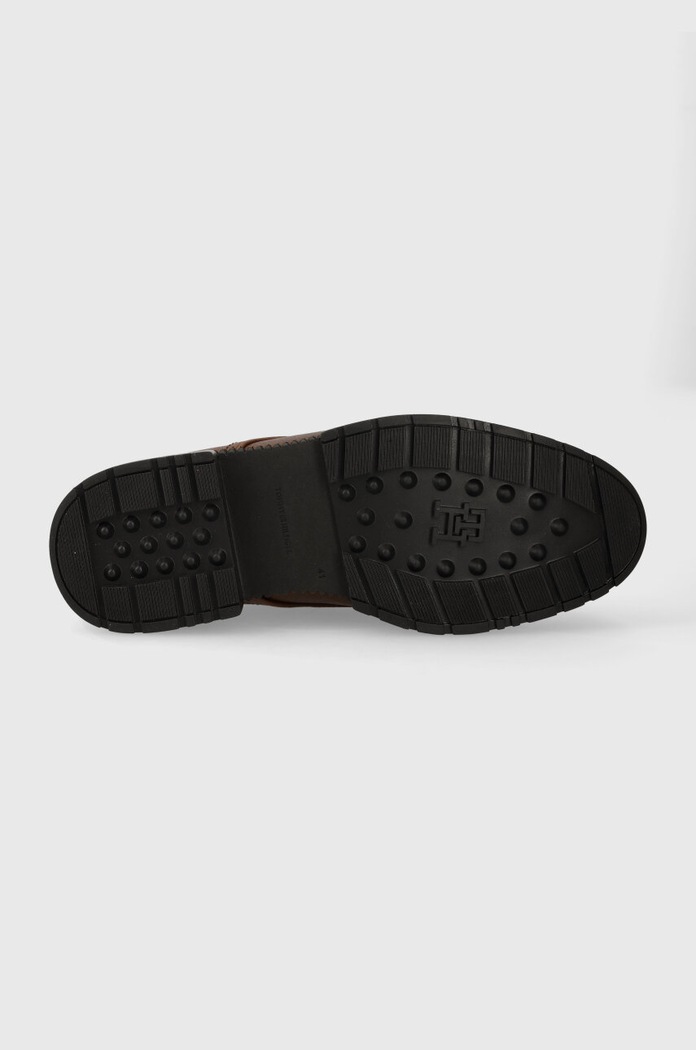Tommy Hilfiger półbuty skórzane COMFORT CLEATED THERMO LTH SHOE FM0FM04647 brązowy