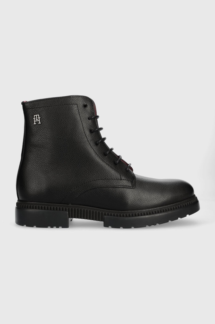 Kožené boty Tommy Hilfiger COMFORT CLEATED THERMO LTH BOOT casual černá FM0FM04651
