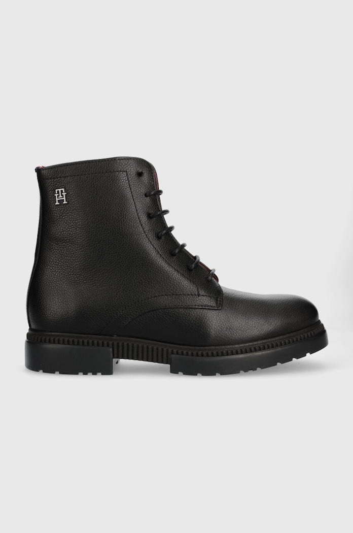 Kožené boty Tommy Hilfiger COMFORT CLEATED THERMO LTH BOOT casual černá FM0FM04651