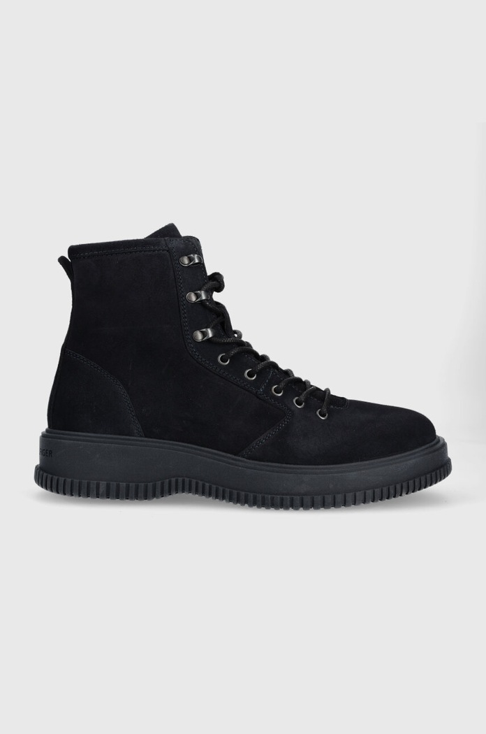 Tommy Hilfiger buty zamszowe TH EVERYDAY CLASS W SUEDE HOOKS skóra zamszowa granatowy FM0FM04762