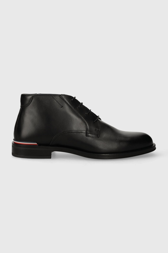 Kožené boty Tommy Hilfiger CORE RWB HILFIGER LTH L BOOT elegantní černá FM0FM04804