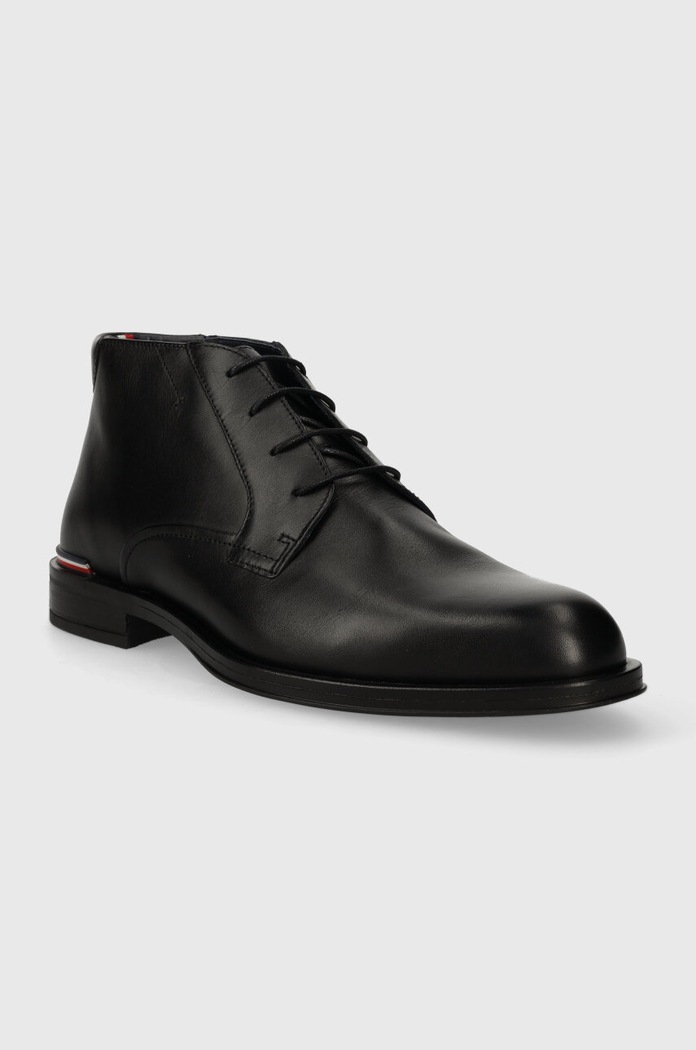 Kožené boty Tommy Hilfiger CORE RWB HILFIGER LTH L BOOT FM0FM04804 černá AW23