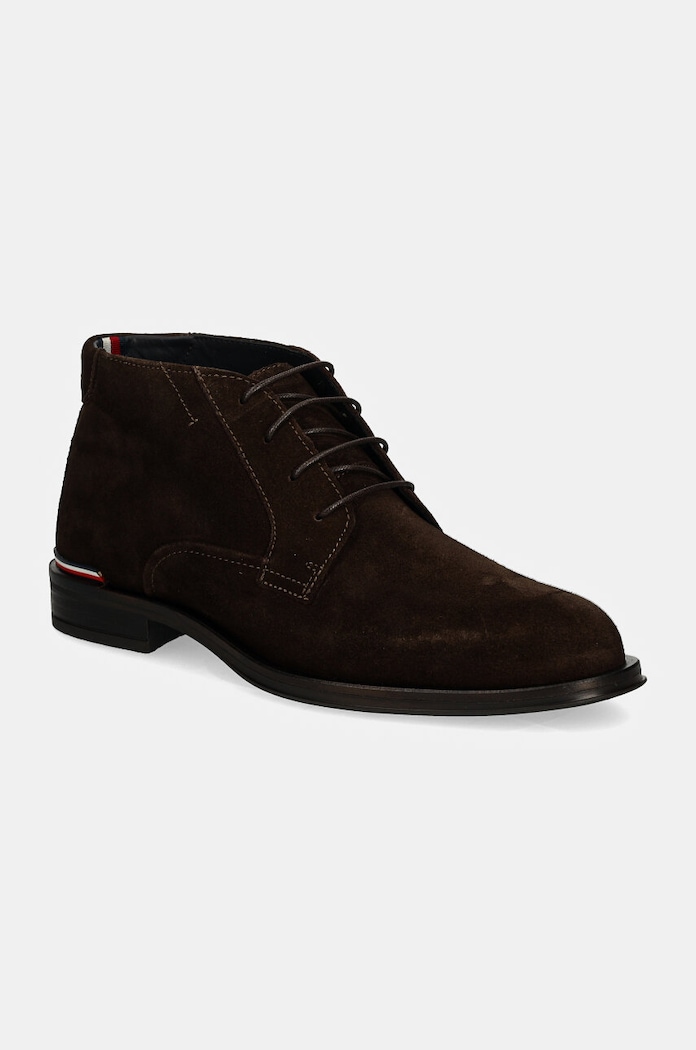 Σουέτ παπούτσια Tommy Hilfiger CORE RWB HILFIGER SUEDE L BOOT δέρμα σαμουά καφέ FM0FM04805