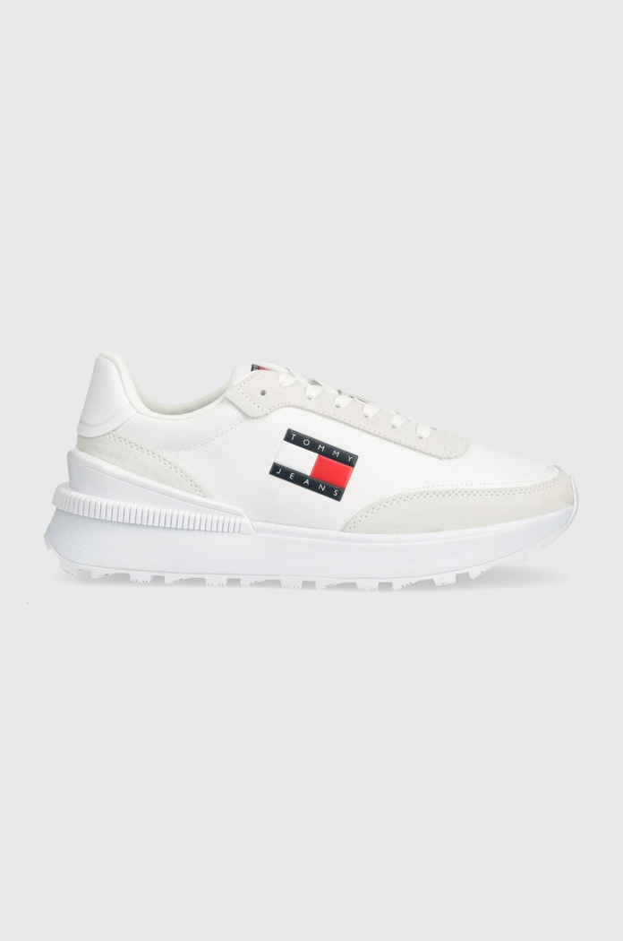Tommy Jeans sneakersy TJM TECHNICAL RUNNER skóra zamszowa biały EM0EM01265