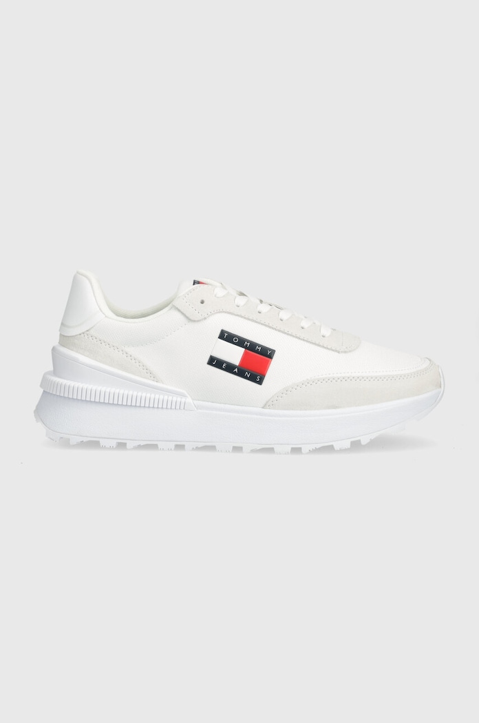 Tommy Jeans sneakersy TJM TECHNICAL RUNNER skóra zamszowa biały EM0EM01265