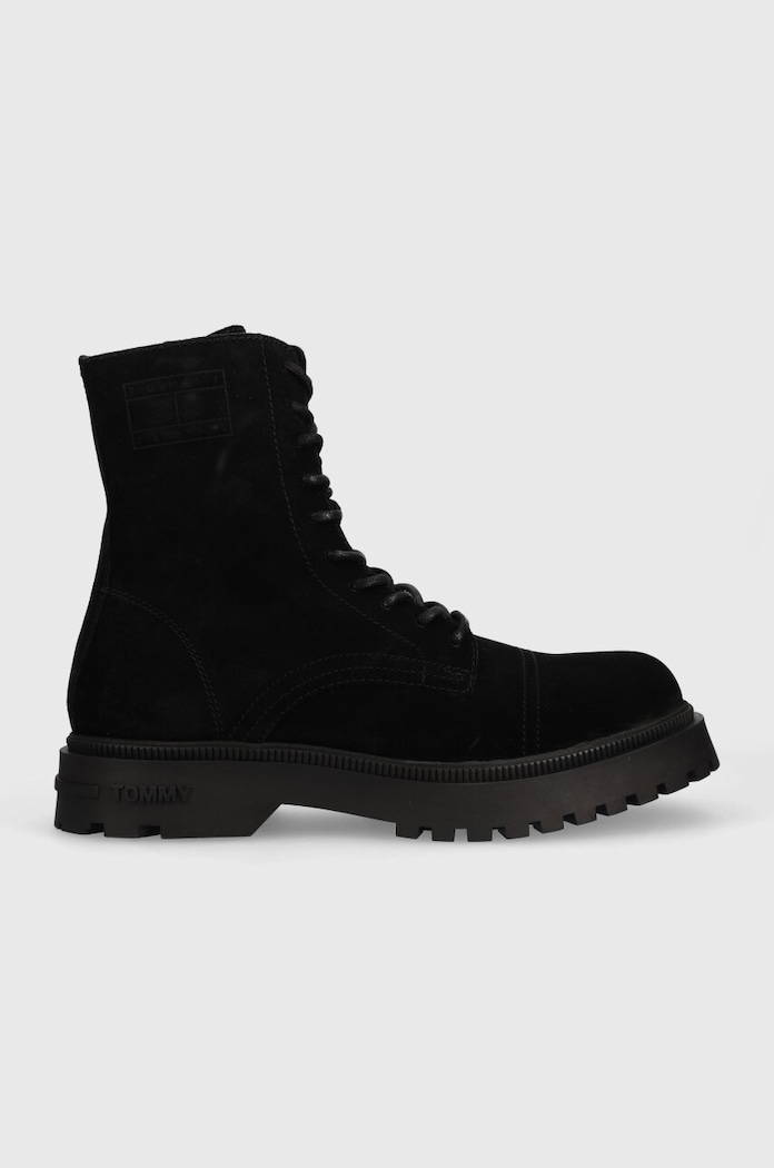 Semišové boty Tommy Jeans TJM CASUAL BOOT SUEDE nezateplené černá EM0EM01336