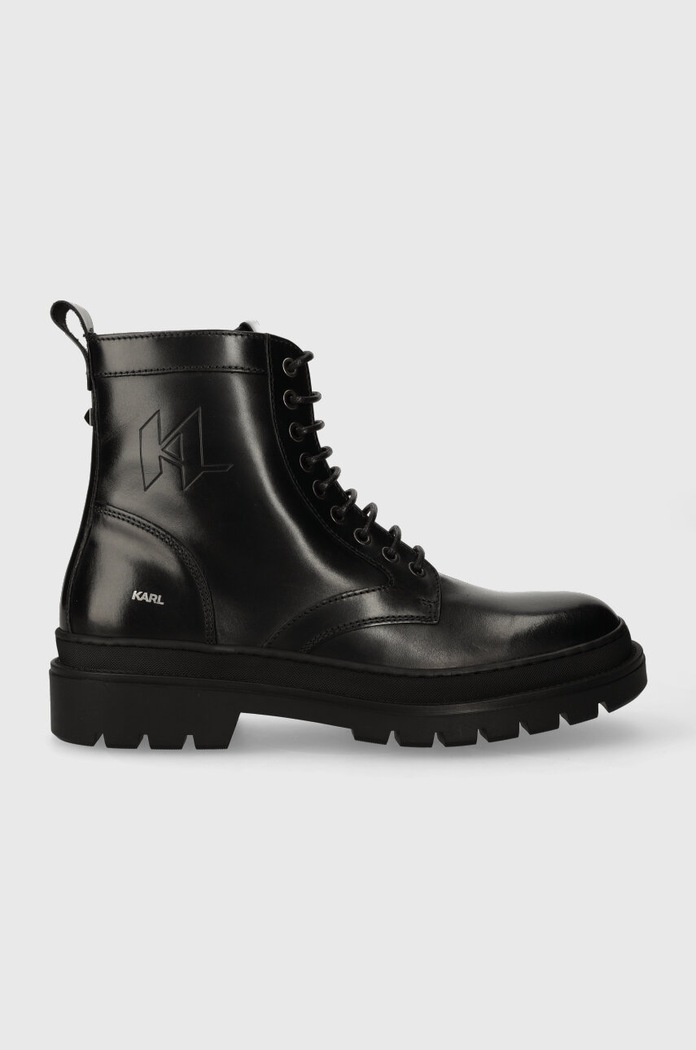 Karl Lagerfeld bocanci de piele OUTLAND cu snur negru KL11260.000