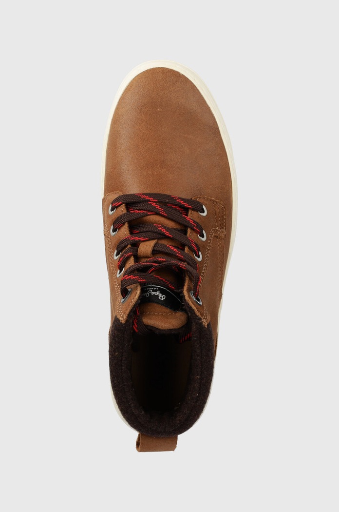 Δερμάτινα sneakers Pepe Jeans YOGI BOOT καφέ PMS30998