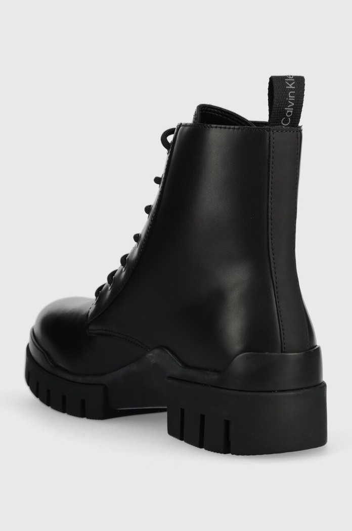 Boty Kožené boty Calvin Klein Jeans TRANSP COMBAT MID LACEUP LTH YM0YM00755 černá