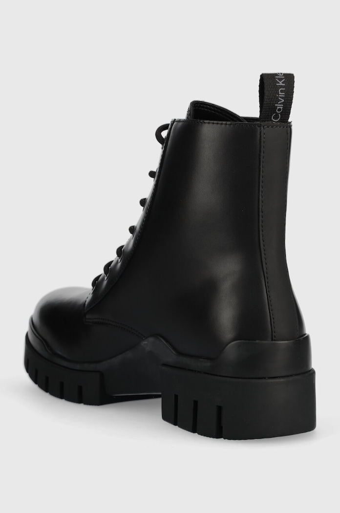 Boty Kožené boty Calvin Klein Jeans TRANSP COMBAT MID LACEUP LTH YM0YM00755 černá