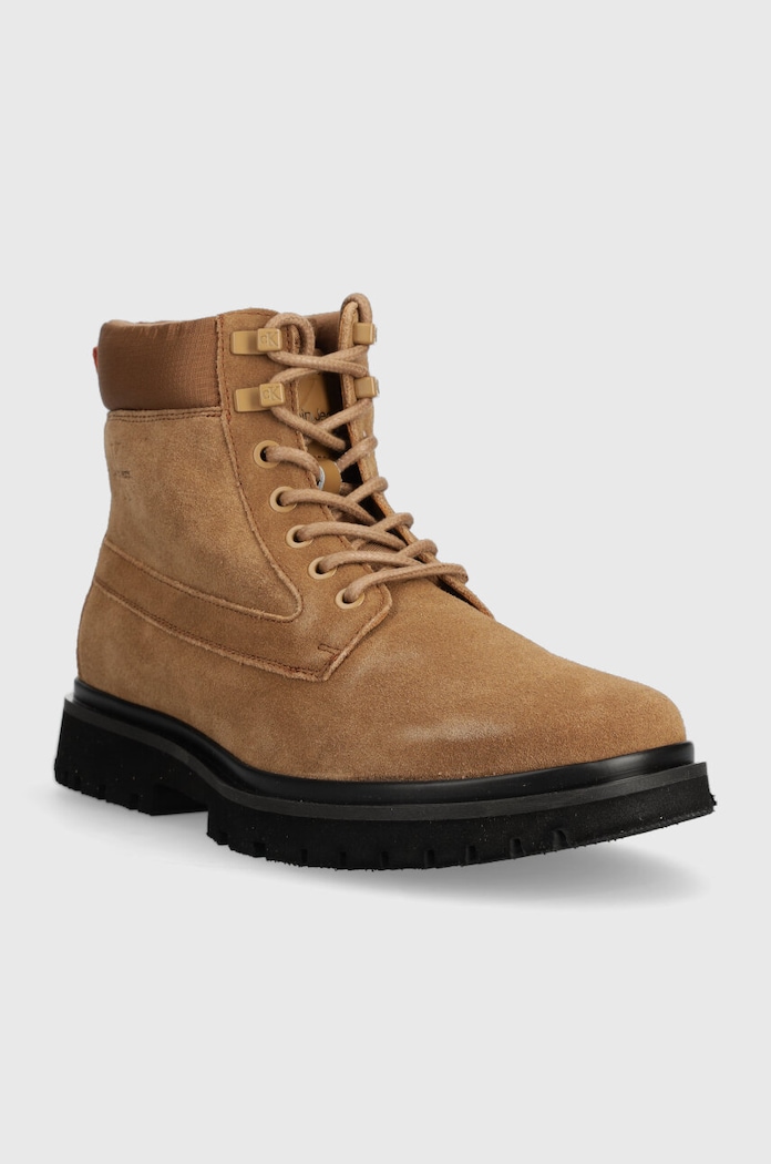 Calvin Klein Jeans bőr cipő EVA MID LACEUP BOOT SUEDE YM0YM00802 barna AW23