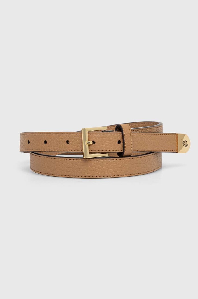 Lauren Ralph Lauren Pasek damski skórzany beżowy 412912036
