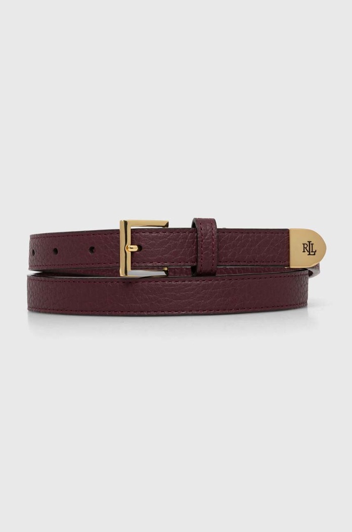 Lauren Ralph Lauren pasek damski skórzany bordowy 412912036