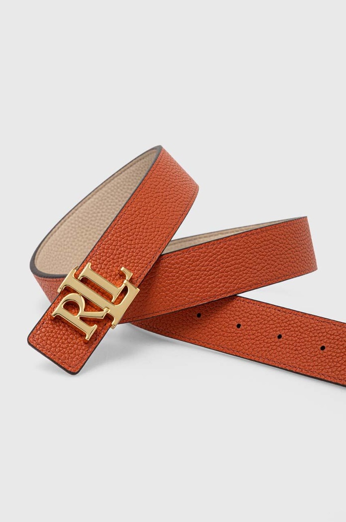 Lauren Ralph Lauren pasek dwustronny damski skórzany 412912039 beżowy AA00