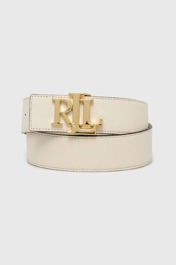 Lauren Ralph Lauren pasek dwustronny damski skórzany beżowy 412912040