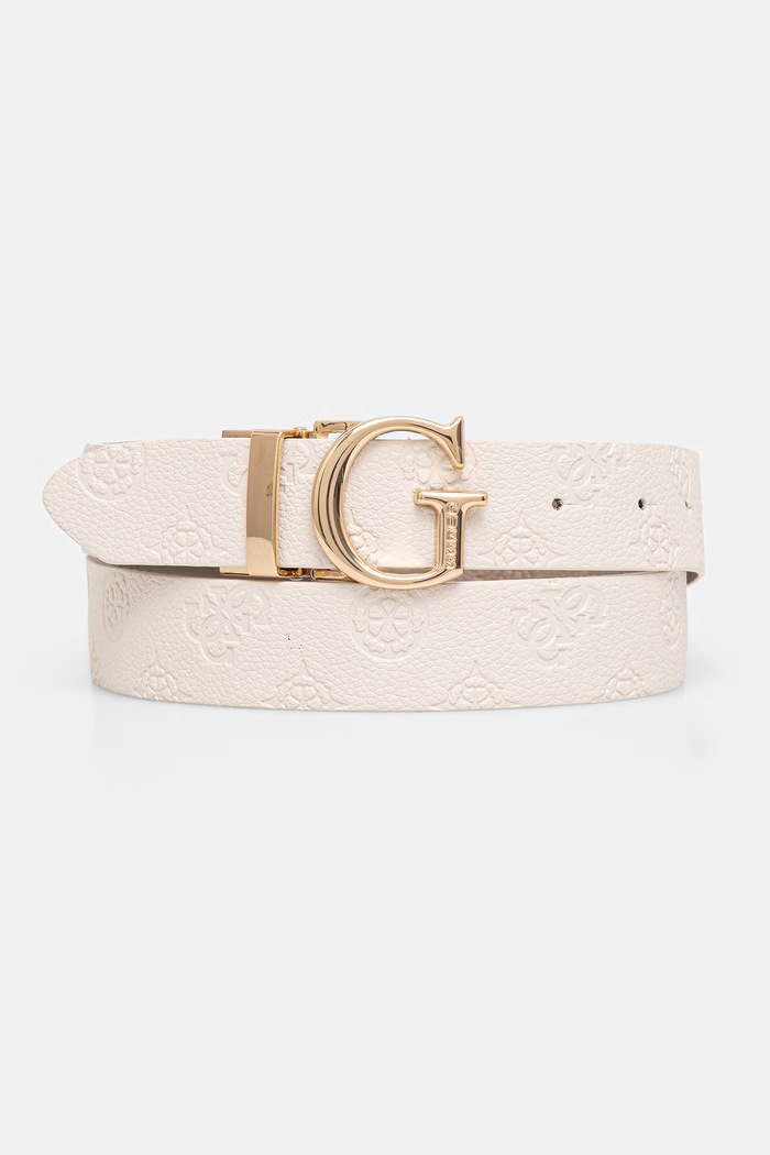 Guess pasek dwustronny damski z imitacji skóry ELLA beżowy BW7861.P3430
