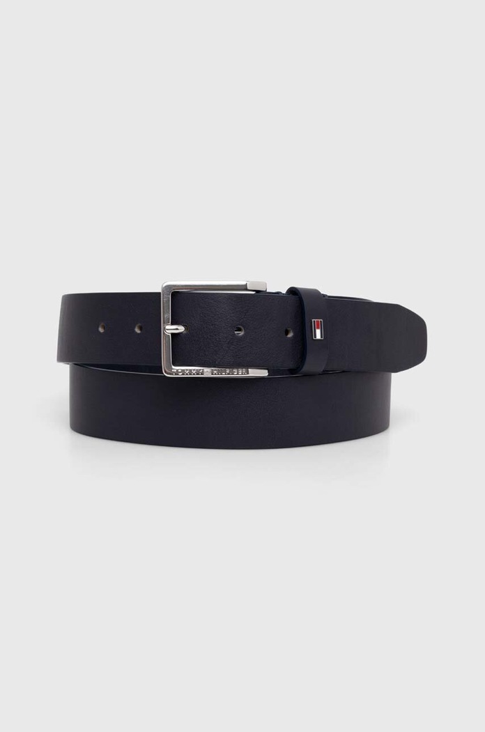 Tommy Hilfiger curea de piele Planet friendly bleumarin AM0AM11461
