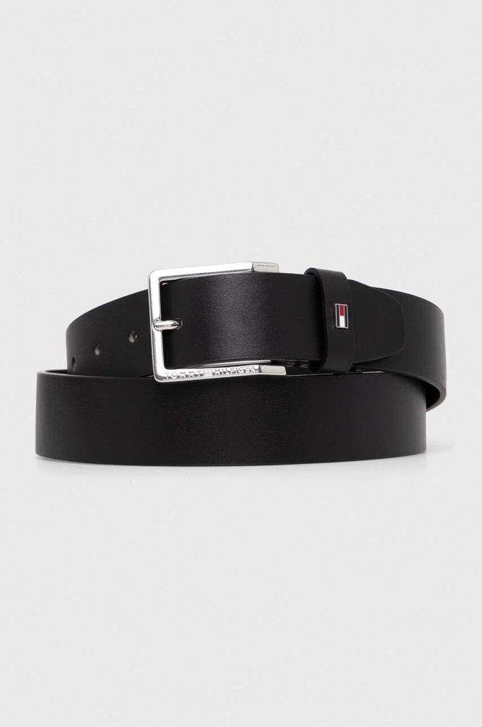 Kožený pásek Tommy Hilfiger Planet friendly černá AM0AM11461