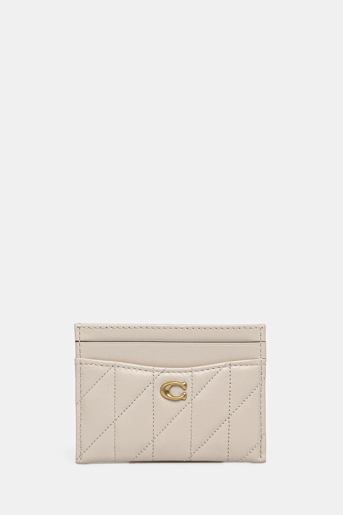 Coach leather card holder Essential Card Case plain beige CM434