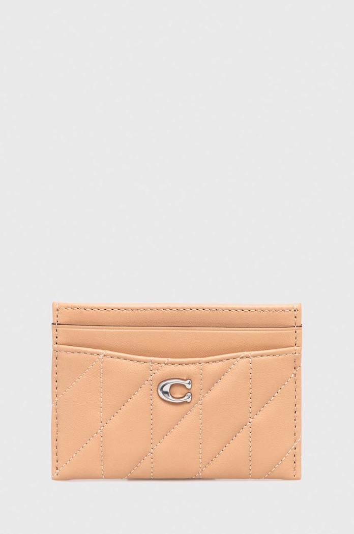Coach carcasa din piele Essential Card Case bej CM434