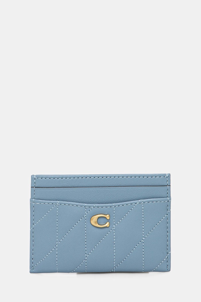 Kožené pouzdro na karty Coach Essential Card Case obal na karty modrá CM434