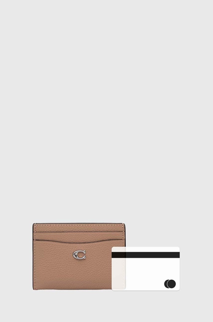 Аксесоари Кожен калъф за карти Coach Essential Card Case CM436 бежов