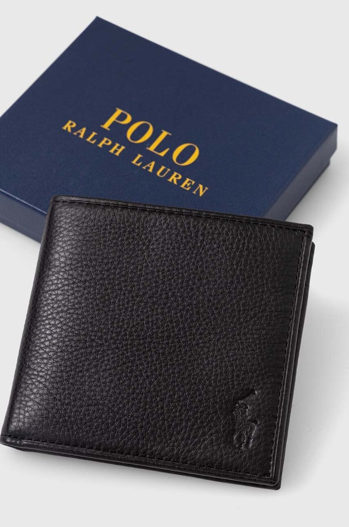 Kožená peněženka Polo Ralph Lauren černá 405914235