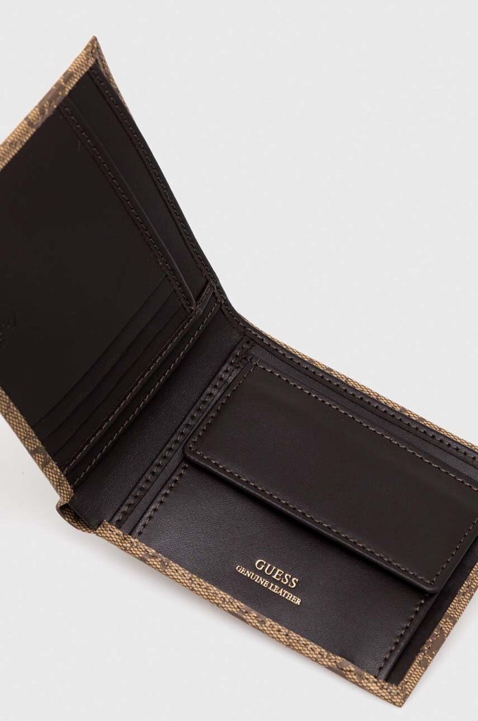 Шкіряний гаманець Guess бежевий SMVELE.LEA20