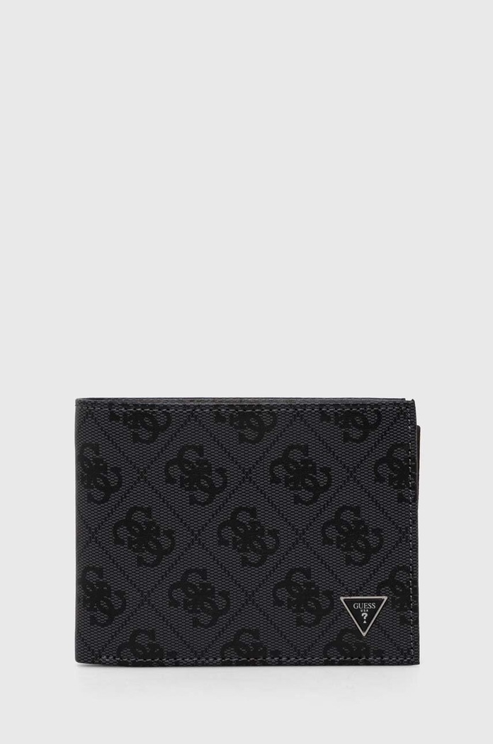 Δερμάτινο πορτοφόλι Guess λείο δέρμα γκρί SMVELE.LEA24