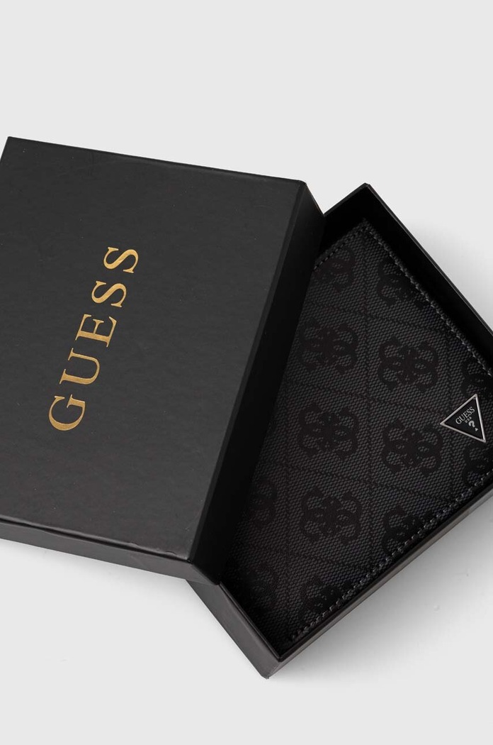 Δερμάτινο πορτοφόλι Guess γκρί SMVELE.LEA24