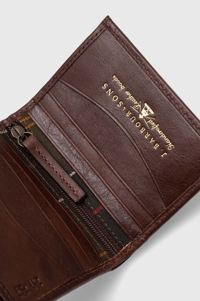 Kožená peněženka Barbour Colwell Small Billfold Barbour MLG0012 hnědá