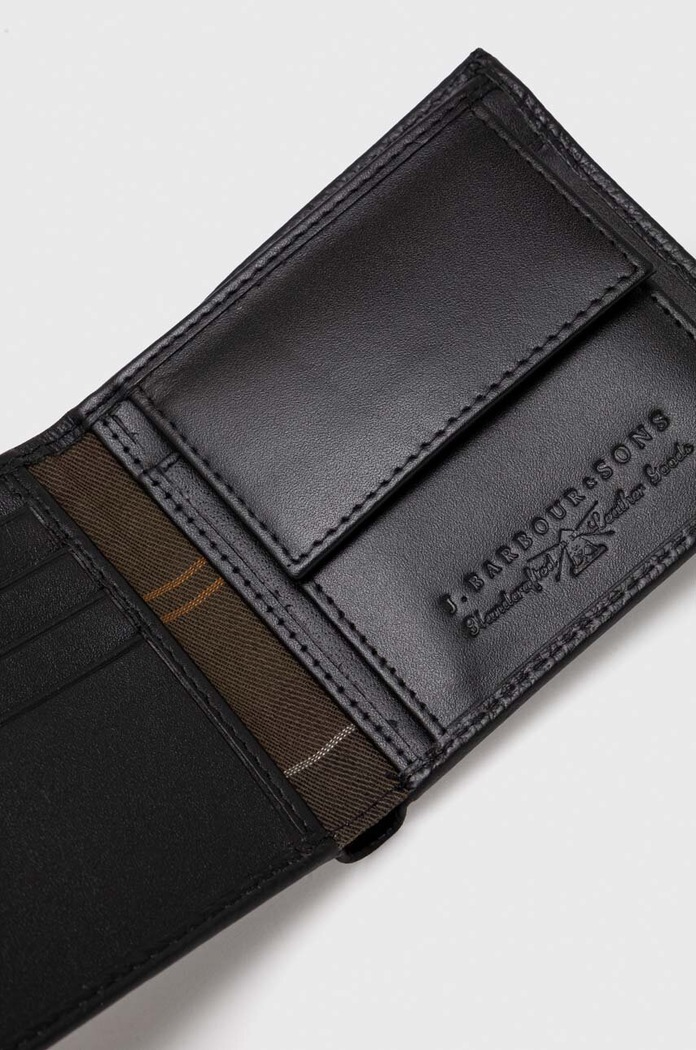 Δερμάτινο πορτοφόλι Barbour μαύρο MLG0059
