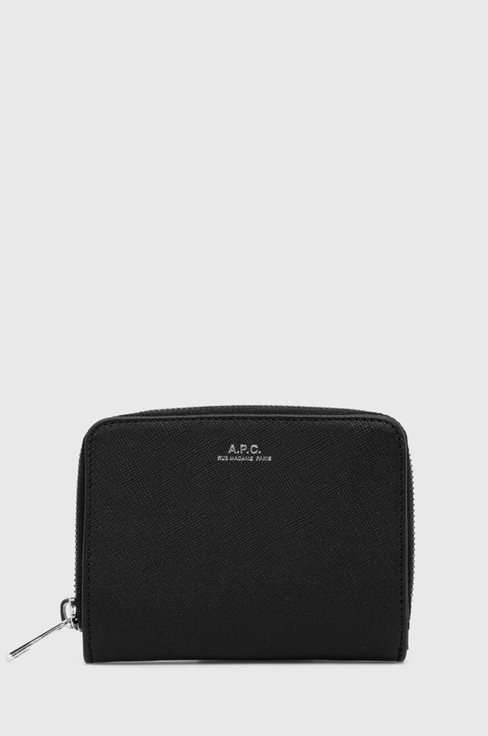 Kožni novčanik A.P.C. bez uzorka crna PXBJQ.H63087
