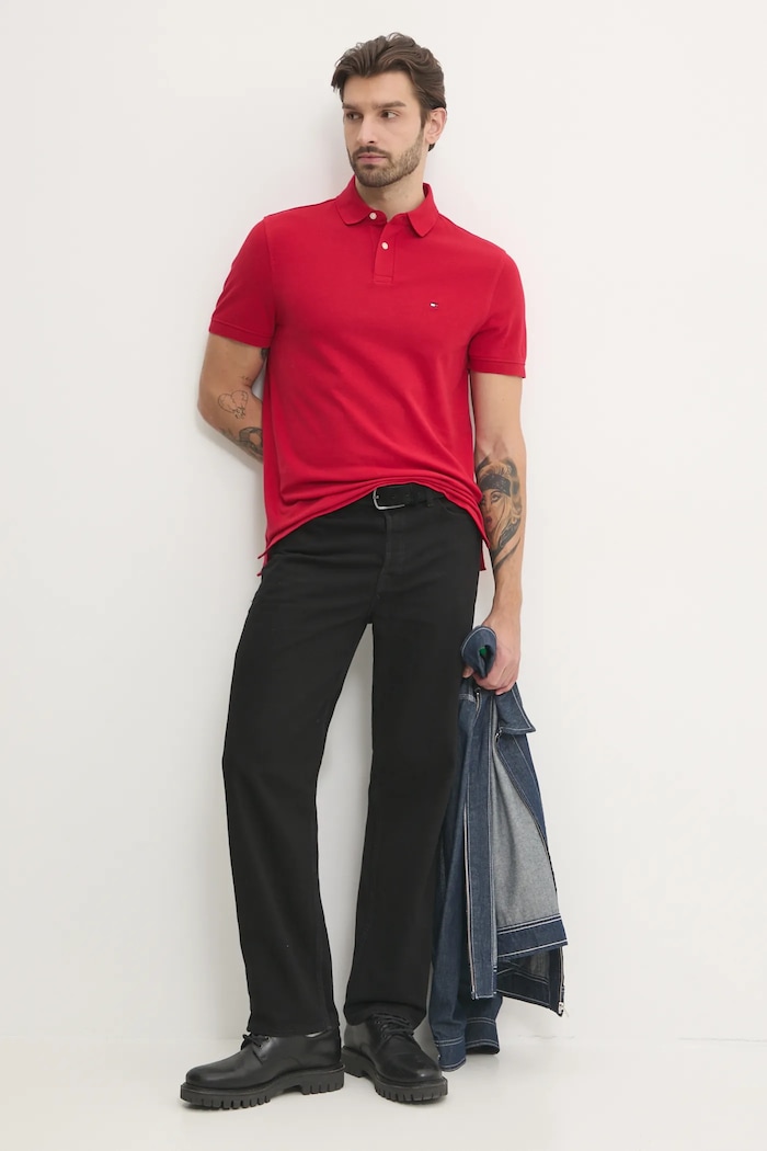 Tommy Hilfiger tricou polo MW0MW17770 rosu SS26