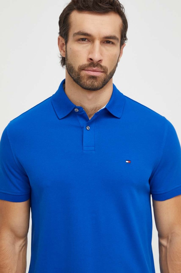 Πόλο Tommy Hilfiger με ελαστάν μπλε MW0MW17770
