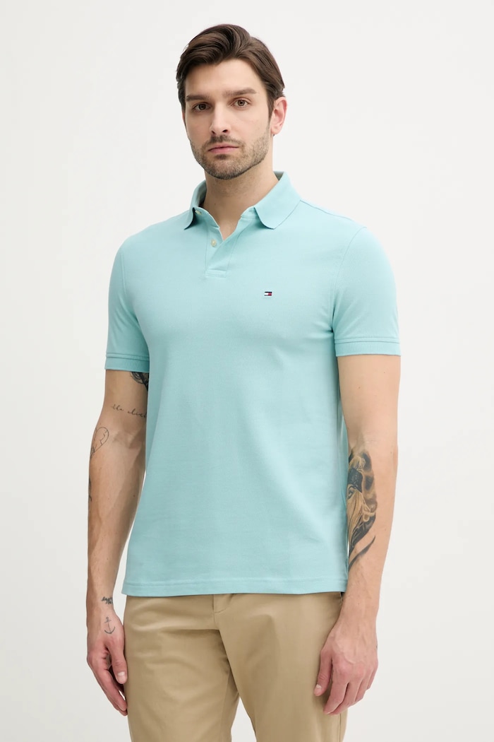 Polo majica Tommy Hilfiger regular tirkizna MW0MW17770