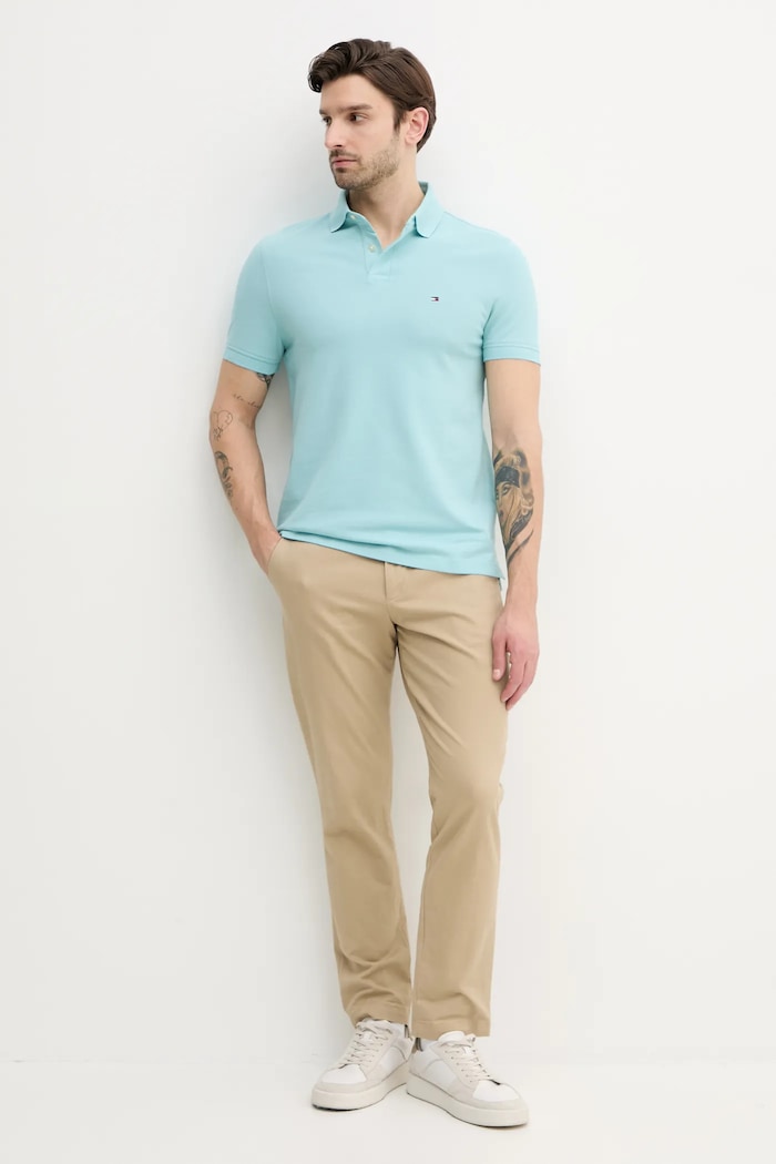 Polo majica Tommy Hilfiger MW0MW17770 tirkizna SS26